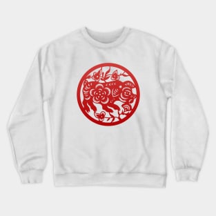 Chinese Zodiac Pig in Red Crewneck Sweatshirt